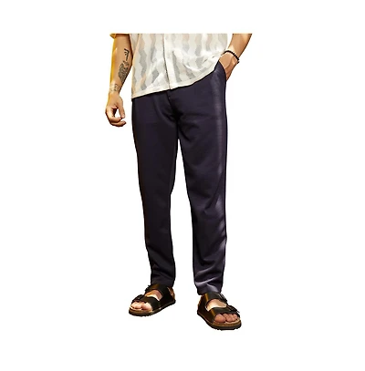 Campus Sutra Men's Navy Blue Micro-Waffle Chino Trousers