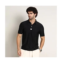 Campus Sutra Men's Obsidian Black Seamless Solid Polo T-Shirt