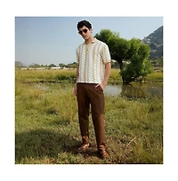 Campus Sutra Men's Buff Beige & Cream White Indie-Block Polo T-Shirt