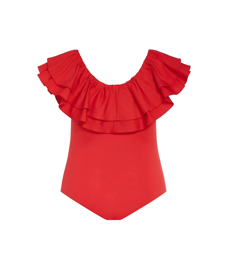 City Chic Plus Size Frill Shoulder Bodysuit