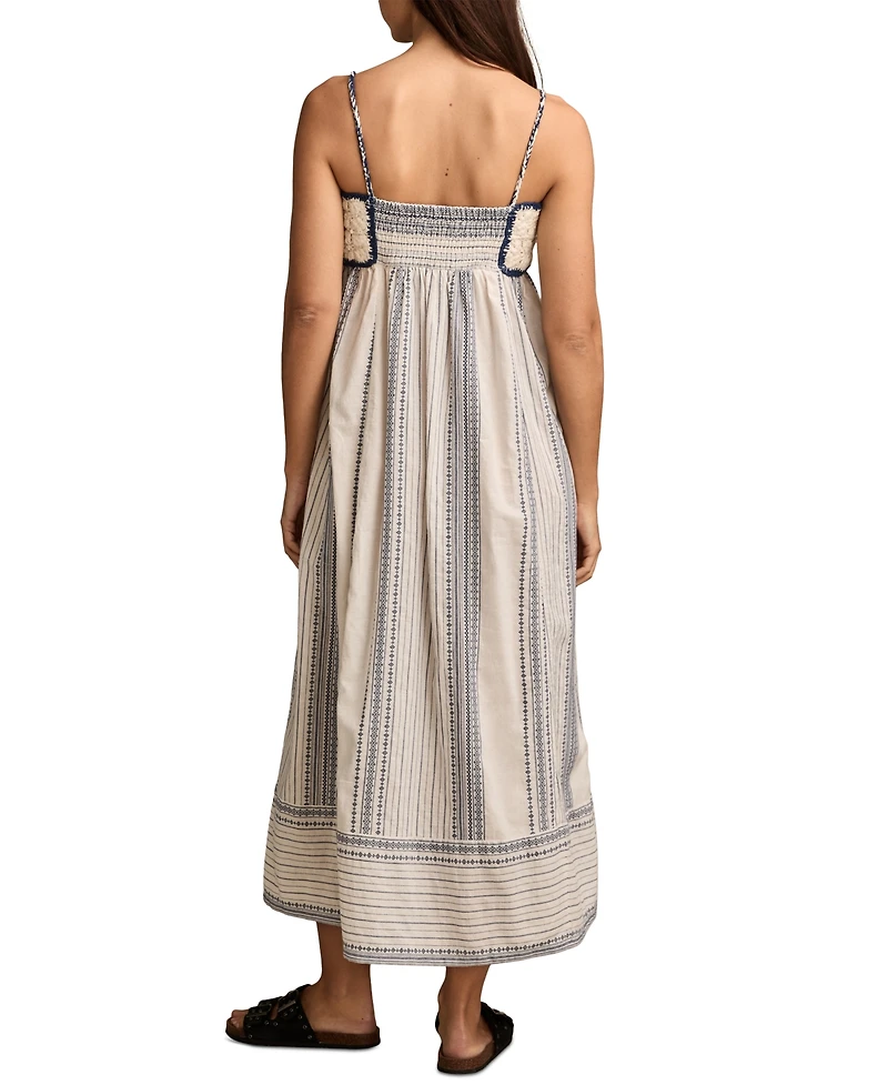 Lucky Brand Women's Crochet Bodice Cotton Maxi Dress