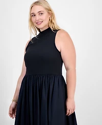 On 34th Trendy Plus Solid Mock-Neck Sleeveless Midi Dress, Macy's Exclusive