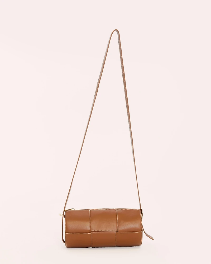 Women's Woven Leather Barrel Bag, Created for Macy's