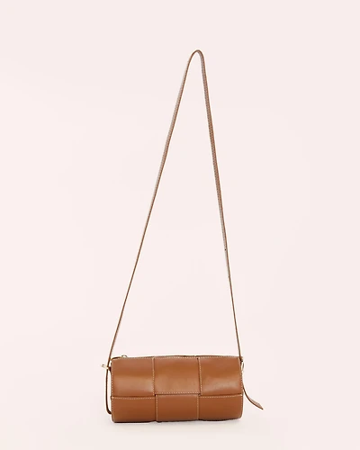 Women's Woven Leather Barrel Bag, Created for Macy's