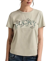 Lucky Brand Women's Butterfly Cotton Classic Crewneck T-Shirt