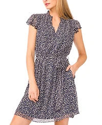 CeCe Women's Double-Scallop Ruffle Tie-Waist Mini Dress