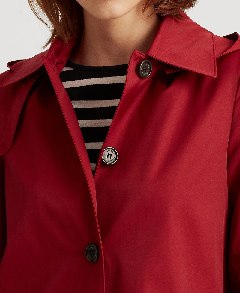 Lauren Ralph Womens Hooded A-Line Raincoat