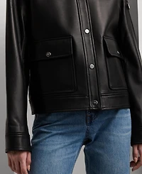 Lauren Ralph Women's Buttoned Leather Jacket
