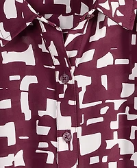 On 34th Women's Printed Silky Button-Front Shirt, Exclusively at Macy's