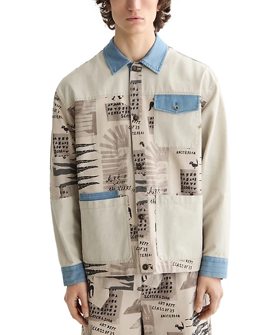Scotch & Soda Men's Printed Colorblocked Shirt