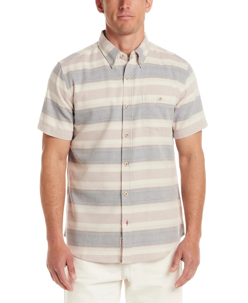 Weatherproof Vintage Men's Short Sleeve Burnout Striped Button-Front Shirt