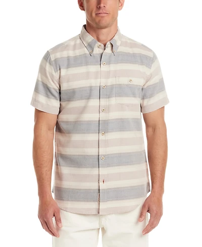 Weatherproof Vintage Men's Short Sleeve Burnout Striped Button-Front Shirt