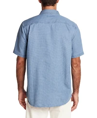 Weatherproof Vintage Men's Short Sleeve Striped Denim Button-Front Shirt