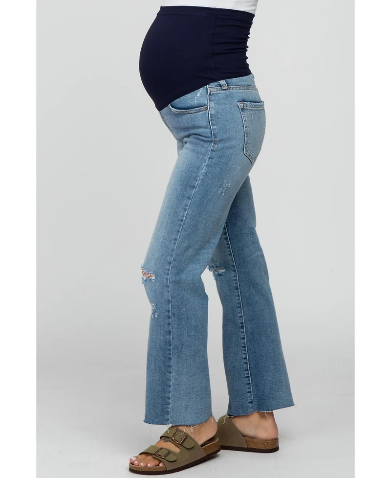 Pinkblush Maternity Blue Straight Leg Frayed Hem Jeans