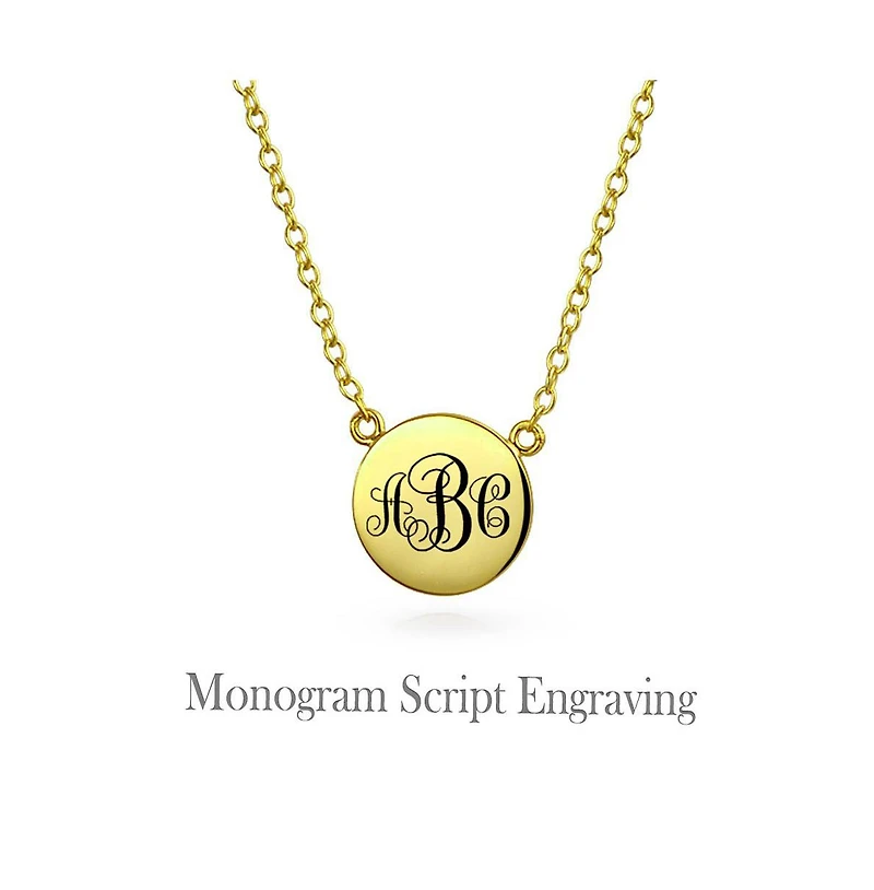 Bling Jewelry Minimalist Round Circle Disc Geometric Pendant Necklace Gold Plated .925 Sterling Silver