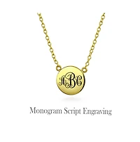 Bling Jewelry Minimalist Round Circle Disc Geometric Pendant Necklace Gold Plated .925 Sterling Silver