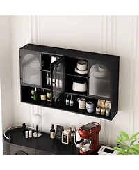 Streamdale Four-door Glass Storage Cabinet (Black)