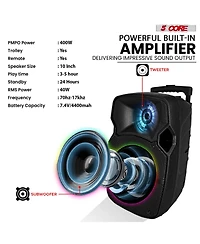5 Core 10 Inch Pair Tws Pair Bluetooth Party Speakers 400 Watt Portable Karaoke Pa System Rechargeable Loudspeaker + Tripod Stand x Wireless Mics Led