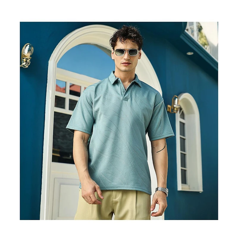 Campus Sutra Men's Sea Green Scratch-Tactile Polo T-Shirt
