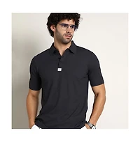 Campus Sutra Men's Midnight Black Seamless Ribbed Polo T-Shirt