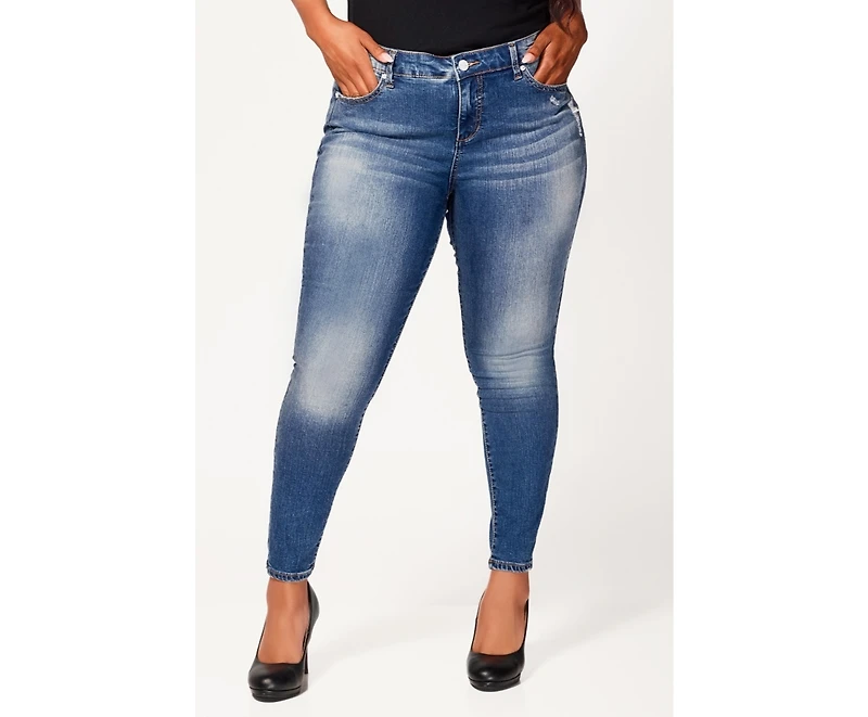 Slink Jeans Plus Denim mid rise ankle skinny 29" inseam