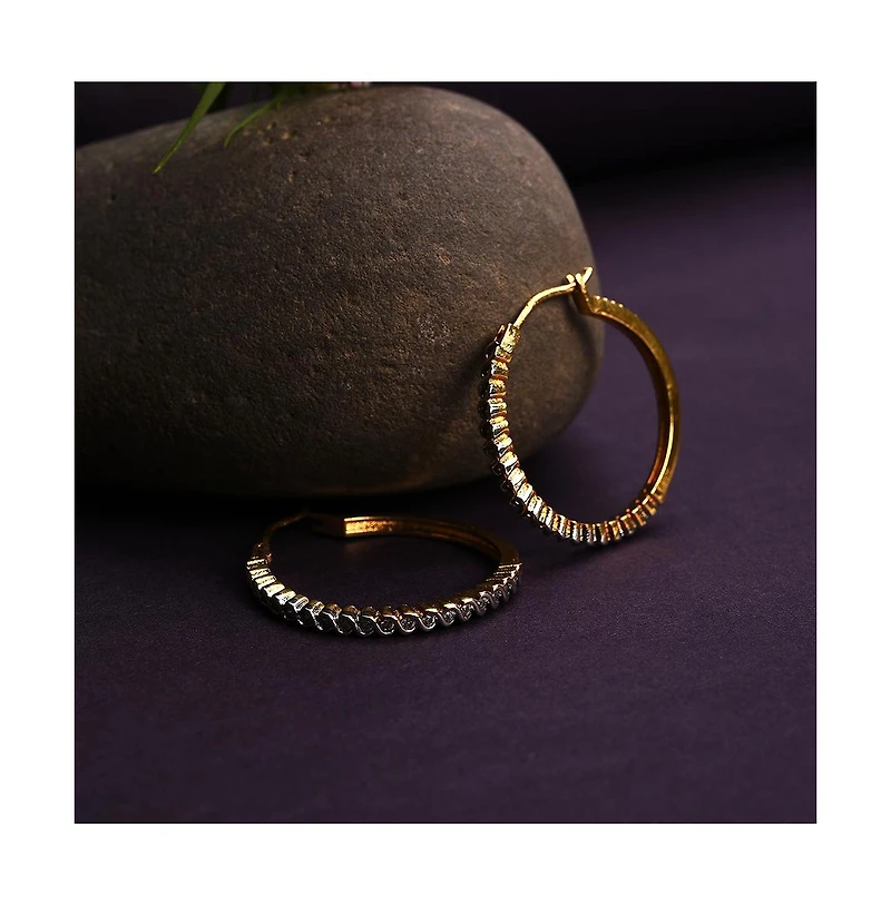 Sohi Gold-Plated Crystal Hoop Earrings