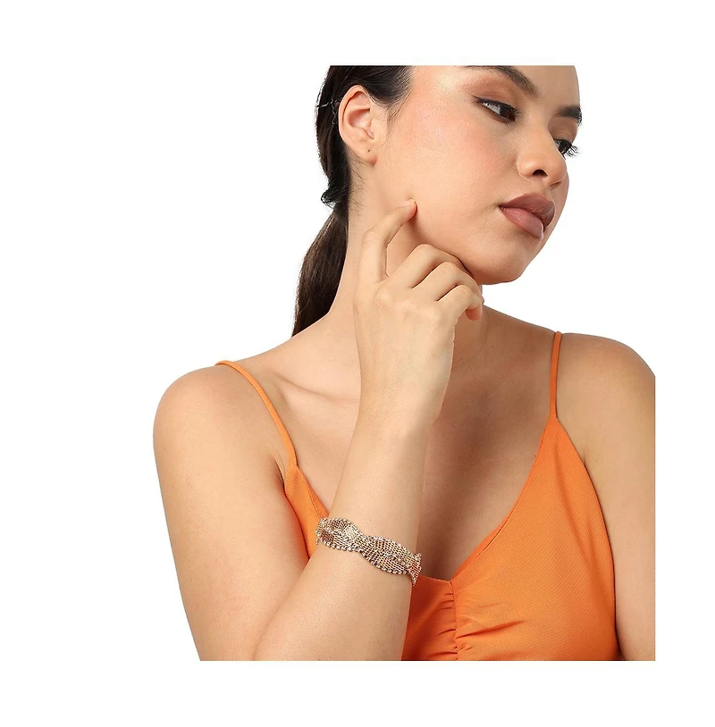 Sohi Gold-Plated Contemporary Mesh Bracelet