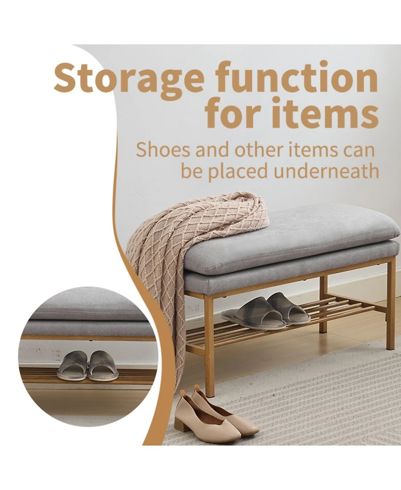 Streamdale 3-in-1 Linen Upholstered Shoe Bench
