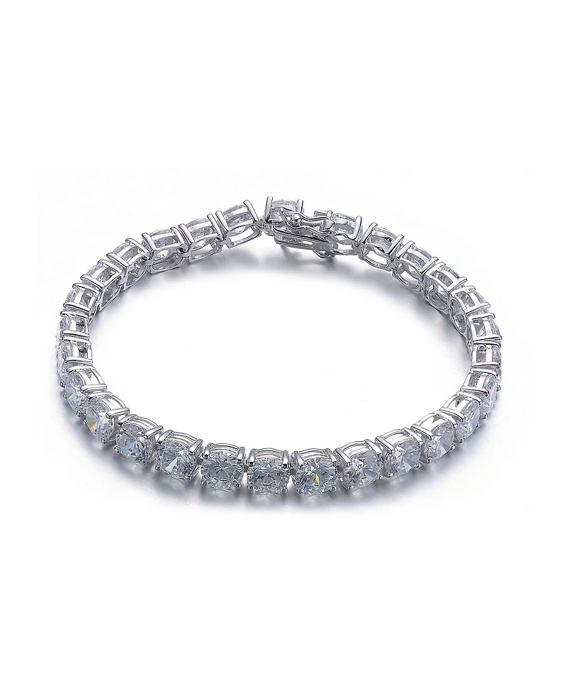 Sterling Silver White Gold Plating with Clear Cubic Zirconia Tennis Bracelet