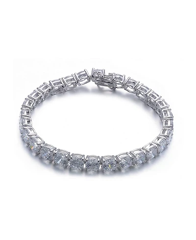 Sterling Silver White Gold Plating with Clear Cubic Zirconia Tennis Bracelet