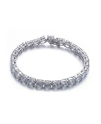 Sterling Silver White Gold Plating with Clear Cubic Zirconia Tennis Bracelet