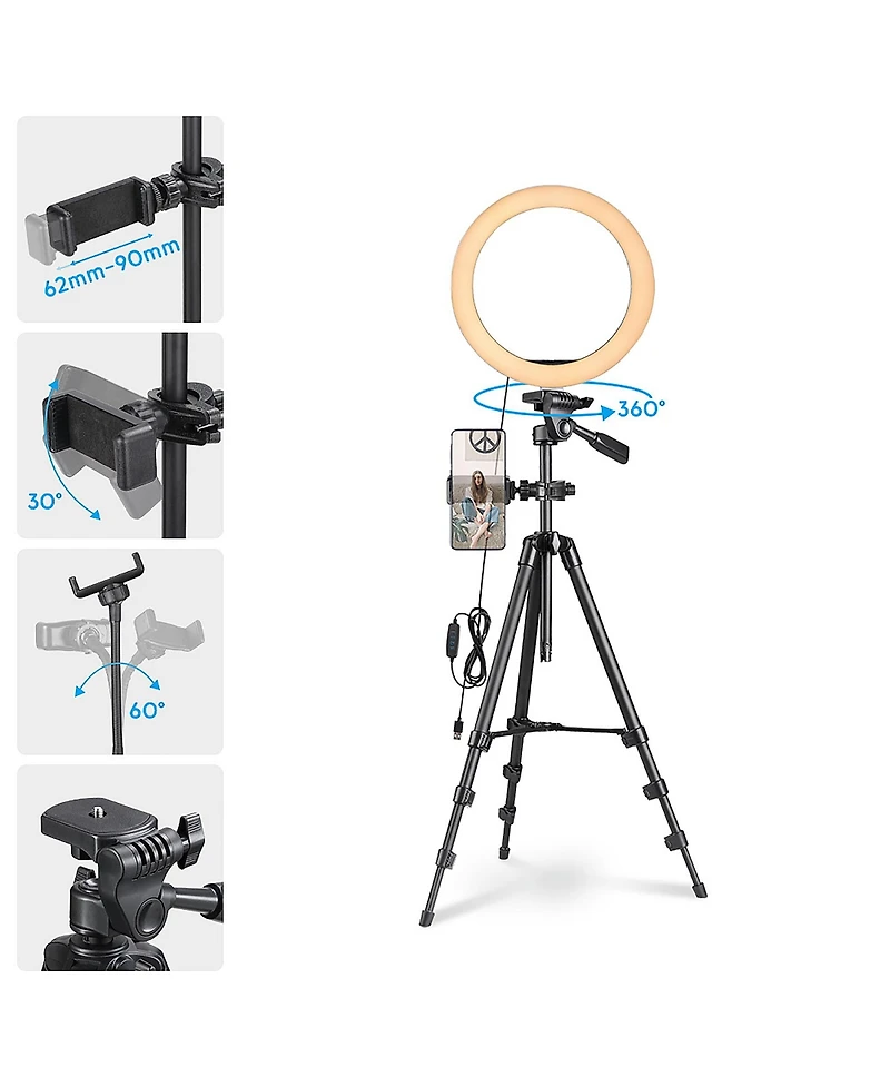 Yescom 10" Dimmable Selfie Led Ring Light with Tripod Stand Phone Holder for Livestream