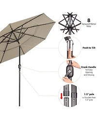 Yescom 10 Ft 3 Tier Patio Umbrella with Crank Handle Push to Tilt Aluminum Backyard