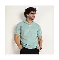 Campus Sutra Men's Sea Green Tactitle Spread-Polo T-Shirt