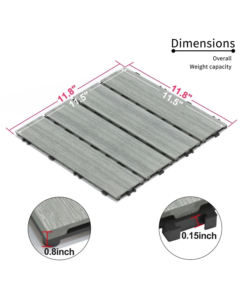 Wpc Patio Deck Tiles - 22 Pack, Interlocking
