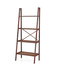 58 Inch 4-Tier Bamboo Ladder Bookshelf