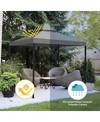 Yescom 10x10Ft UV30+ Gazebo Replacement Top for 2 Tier Outdoor Canopy Cover Patio Backyard Party Deck Gray