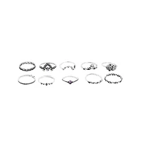 Sohi Oxidised Set Of 10 Multi-Layer Rings