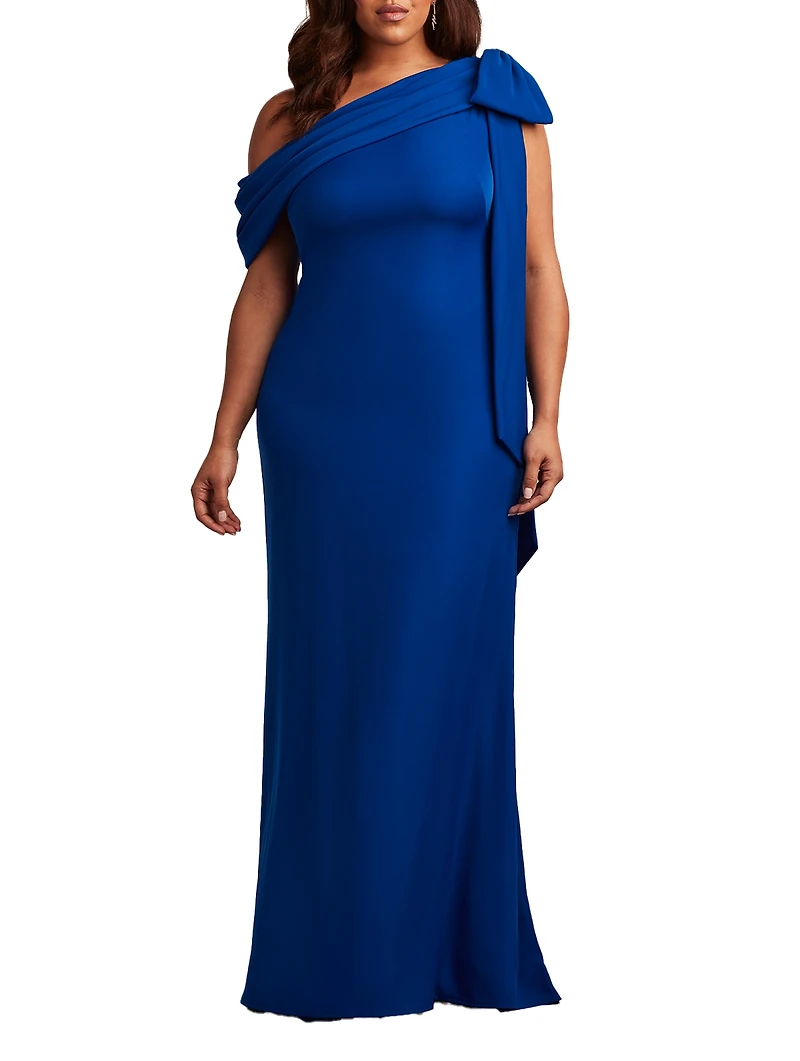 Tadashi Shoji Women's Cassia Bow-Shoulder Crepe Gown