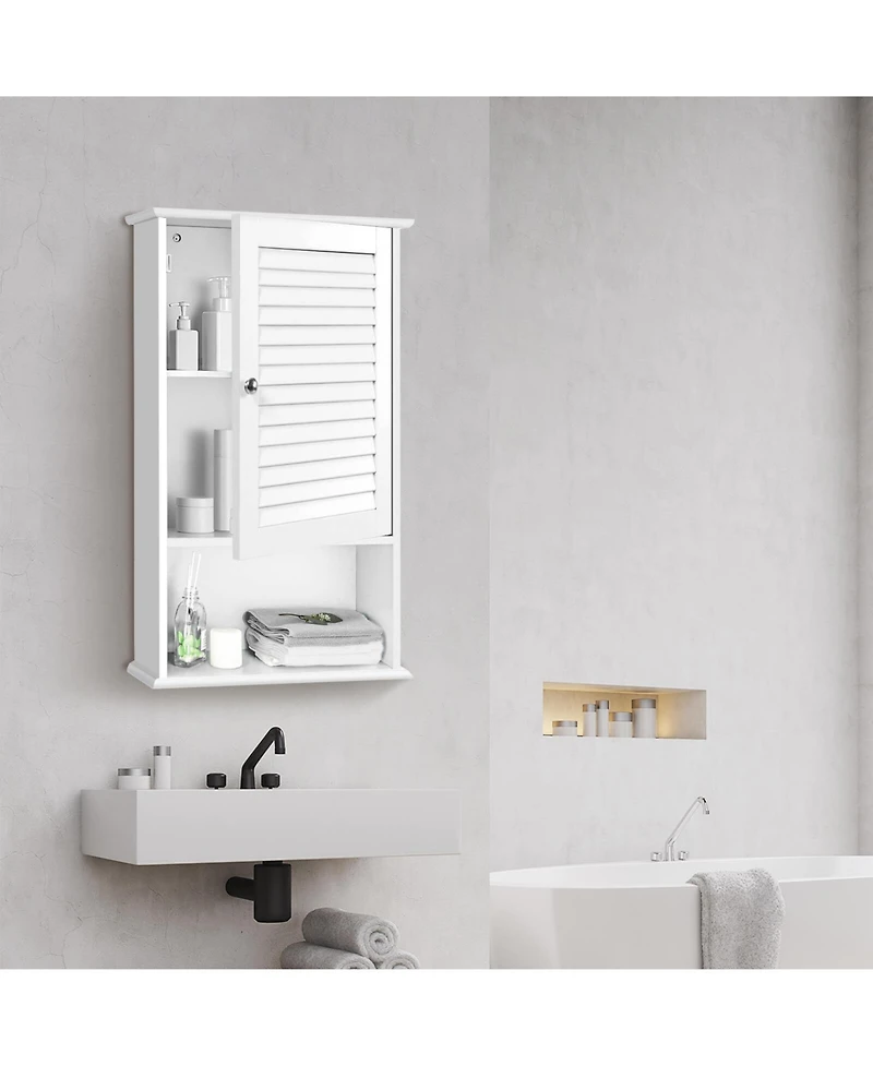 Bathroom Wall Mount Storage Cabinet Single Door with Height Adjustable Shelf