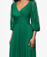 Betsy & Adam Women's Pleated Balloon-Sleeve Long Dress