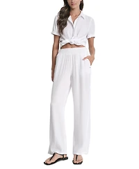 Dkny Jeans Petite Cotton Pull-On Smocked-Waist Pants