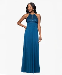 B&A By Betsy and Adam Women's Lace-Top Keyhole Dress