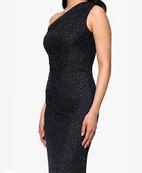 Betsy & Adam Women's Solid-Color Studded Long Halter Dress