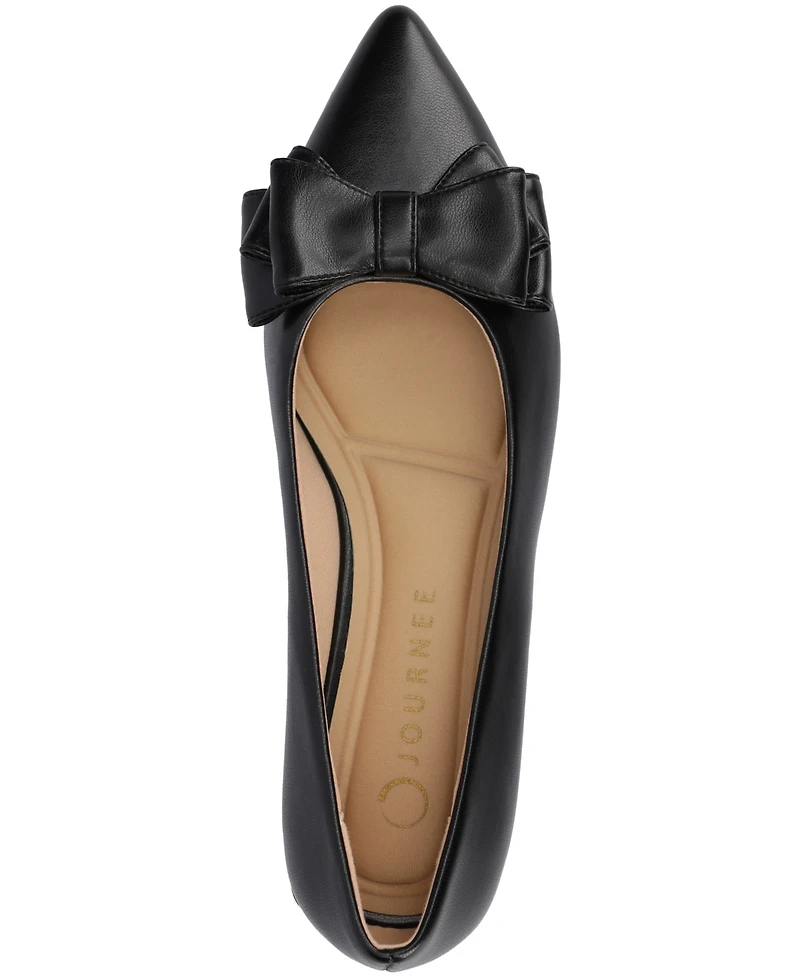 Journee Collection Women's Ophelia Bow Low Block Heel Dress Flats