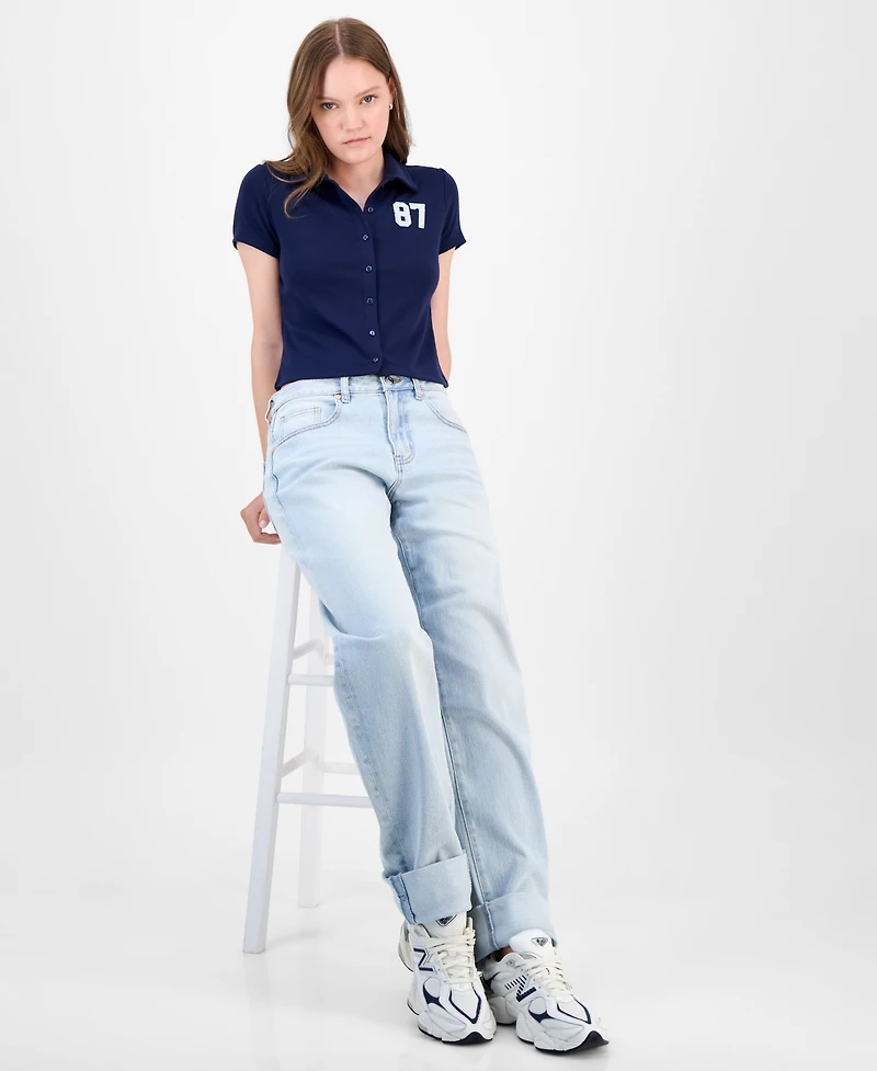 Ultra Flirt Juniors' Button-Front Short-Sleeve Polo