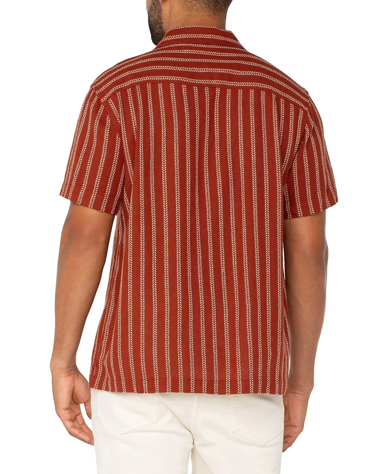 Liverpool Los Angeles Men's Striped Short-Sleeve Camp Shirt