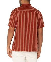 Liverpool Los Angeles Men's Striped Short-Sleeve Camp Shirt