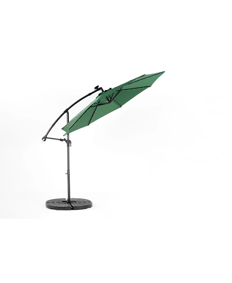 10ft Solar Led Offset Hanging Market Patio Umbrella ( Dark green )