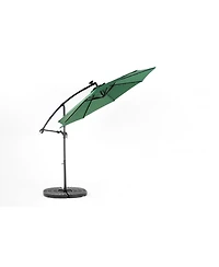 10ft Solar Led Offset Hanging Market Patio Umbrella ( Dark green )